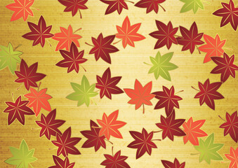 紅葉背景、和風、ゴールド、かわいい、イラスト