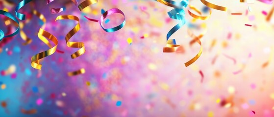 Obraz premium A colorful stream of confetti is falling from the sky
