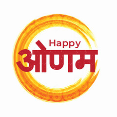 Kerala festival Happy Onam, elegant background, typography, Onam written in Hindi language