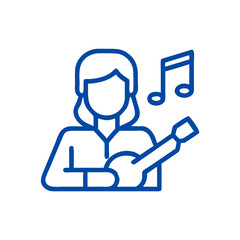 Obraz premium Singer icon in blue line art for music and entertainment