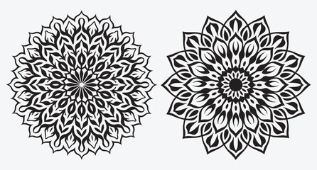 Elegant Floral Mandala Pattern Silhouettes Collection of Abstract Floral Ornaments