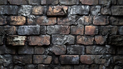 Obraz premium Brick wall with many cracks and holes The walls are brown and have a rough texture. It's a piece of art.