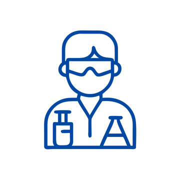 recommend clip art: Chemist icon in blue line art for scientific research and laboratory work
