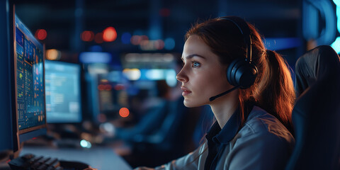 Noisy 911 emergency center during a major crisis