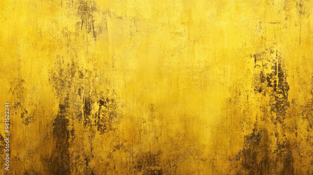 Poster bold, solid yellow background with a vintage, distressed effect, adding character and depth to your 