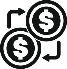 Simple vector icon representing money changing hands, a financial transaction or a currency exchange