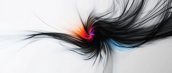 A colorful swirl of hair with a black center