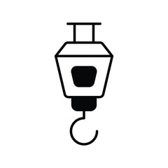 crane hook glyph icon with white background vector stock illustration