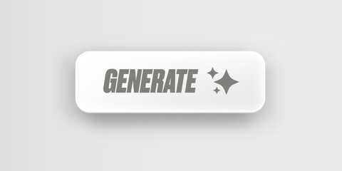 AI generated white paper style button for artificial intelligence generate app vector design. Artificial intelligence generate button for web application and AI generation online tool UI