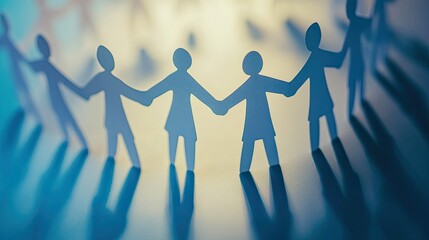 Paper cut-out people holding hands in a circle, symbolizing community and unity. The image represents the strength and support found in a close-knit group.
