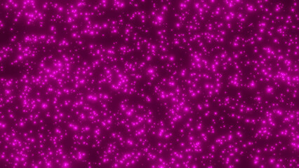 3d abstract luxury texture of pink glowing shine particles glittering background on black isolated. Christmas stars in the night dreamy fantasy sky illustration 