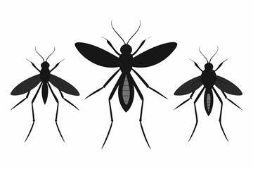 Black mosquito side view silhouette set