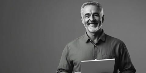 Cropped Image of a Happy Man Holding a Tablet