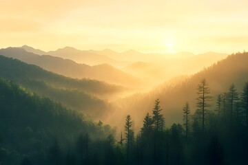 Obraz premium Sunrise Over Mountain Ranges