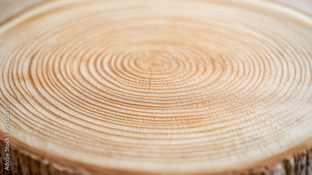Poster close-up of tree rings on a freshly cut log, showing the intricate patterns and history of growth, d
