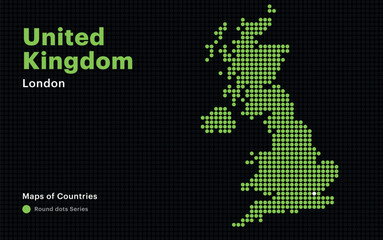 Fototapeta premium Creative Dotted Map of United Kingdom with capital London. Round dots