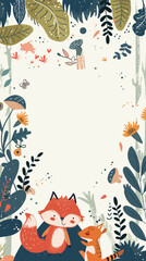 Adorable Scandinavian-style weekly planner featuring cute forest animals and lush plants