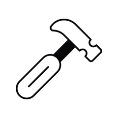 hammer glyph icon with white background vector stock illustration