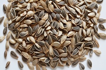 Vibrant Shelled Sunflower Seeds on Pristine White Background
