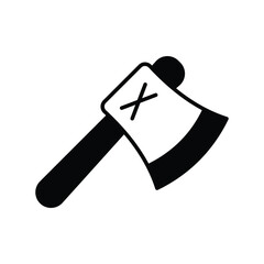 hatchet glyph icon with white background vector stock illustration