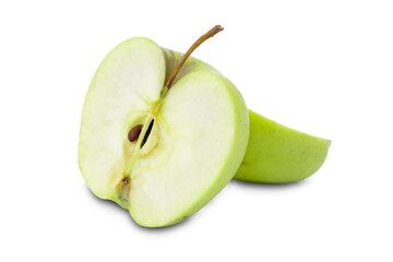Fresh green apple sliced on white background