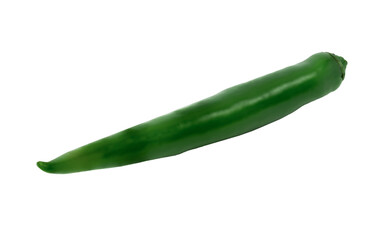 Long green chili pepper isolated on white background