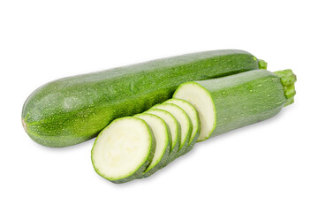 Fresh zucchini sliced on white background