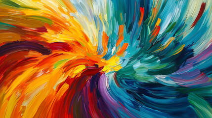 Obraz premium Abstract Colorful Swirl of Vibrant Brushstrokes in Dynamic Motion