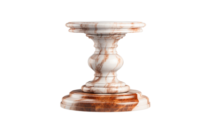 expensive marble pedestal pillar candle stand, studio view, isolated on transparent background.