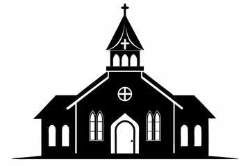 Church house vector silhouette, Christian church icon, Christian church with cross vector
