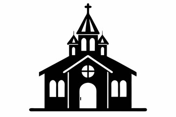 Church silhouette vector, Christian church house icon, Church building vector illustration

