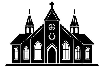 Church silhouette vector, Christian church house icon, Church building vector illustration

