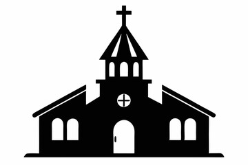 Church silhouette vector, Christian church house icon, Church building vector illustration


