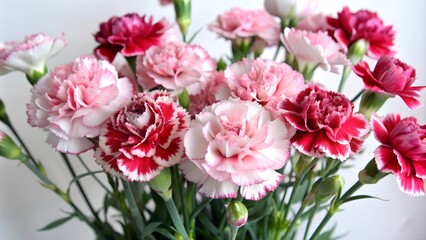 Fototapeta premium bouquet of carnations on a white background
