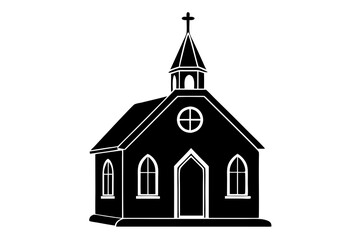 Church silhouette vector, Christian church house icon, Church building vector illustration

