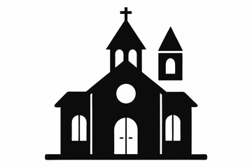 Church silhouette vector, Christian church house icon, Church building vector illustration

