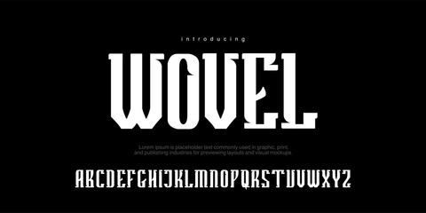 Wovel Abstract minimal modern bolt alphabet fonts for logo. Typography technology electronic digital music future creative font. vector illustration masculin cool