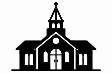 Church silhouette vector, Christian church house icon, Church building vector illustration

