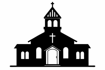 Church silhouette vector, Christian church house icon, Church building vector illustration

