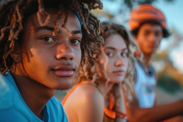 Enjoying a sunny afternoon playing basketball with friends at the local park