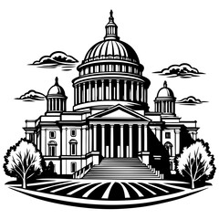 country capitol building vector illustration silhouette