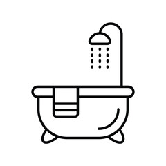 bath tub line icon with white background vector stock illustration