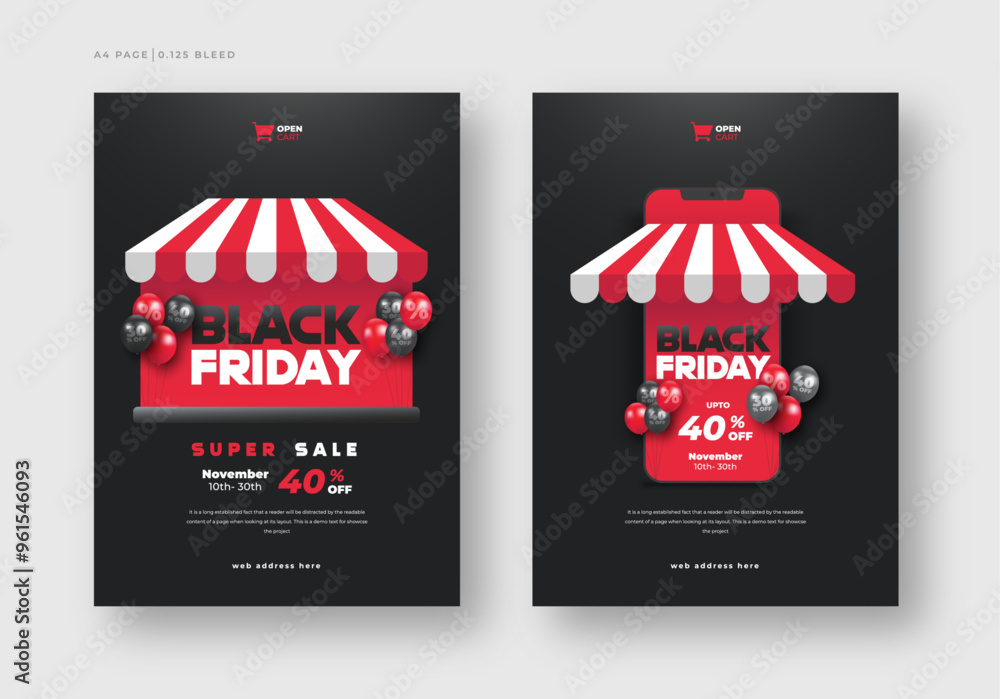 Wall mural Black Friday flyer template set, Black Friday sale promotion poster template bundle, Black Friday banner