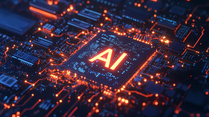 Obraz premium Glowing AI chip with a tech feel