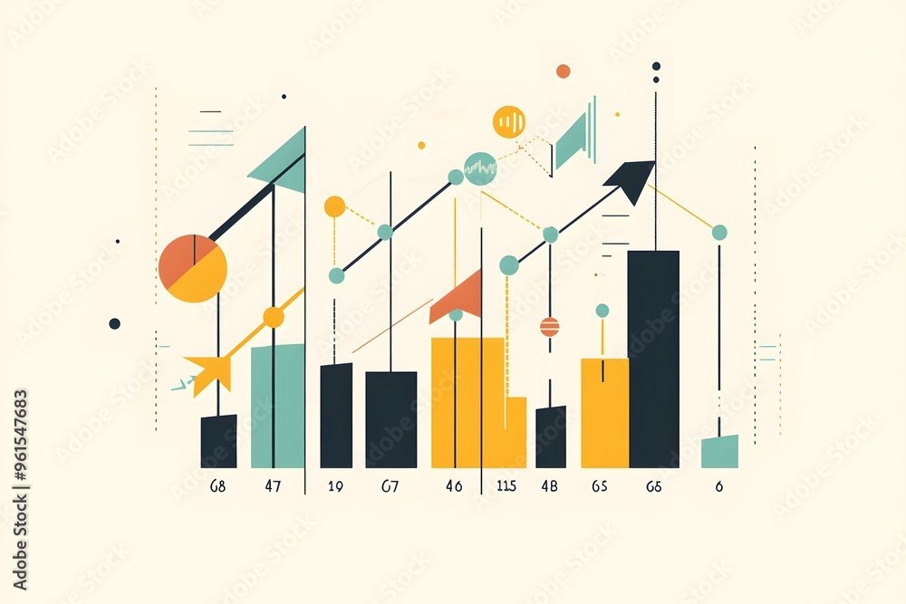 Poster abstract geometric chart representing growth and progress