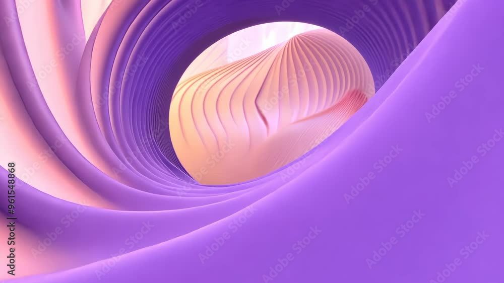 Poster exploring a vibrant abstract landscape with flowing lines and colors in a surreal environment during