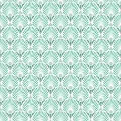 Ornate Teal Art Deco Scale Seamless Vector Repeat Pattern