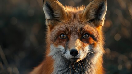 Fototapeta premium Animal portraits of a fox with its eyes wide open, staring at the camera