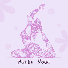 Vector illustration, Line art of yoga poses, simple line style, elegant and sophisticated silhouettes, black outlines on a white background	