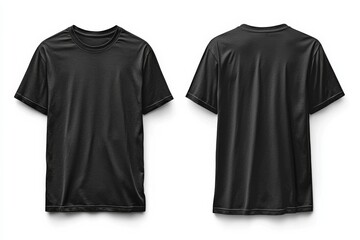 Black Tshirt Mockup Front and Back Isolated created with Generative AI